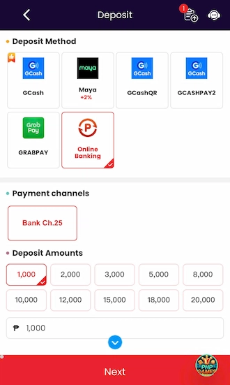 select the "Deposit" category and choose "Online Banking"